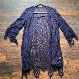 Francesca Miami Blue Lace Cardigan